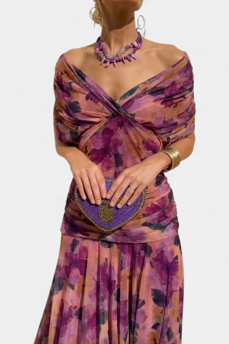 Alondra™ | Long Floral Dress with V-Neck