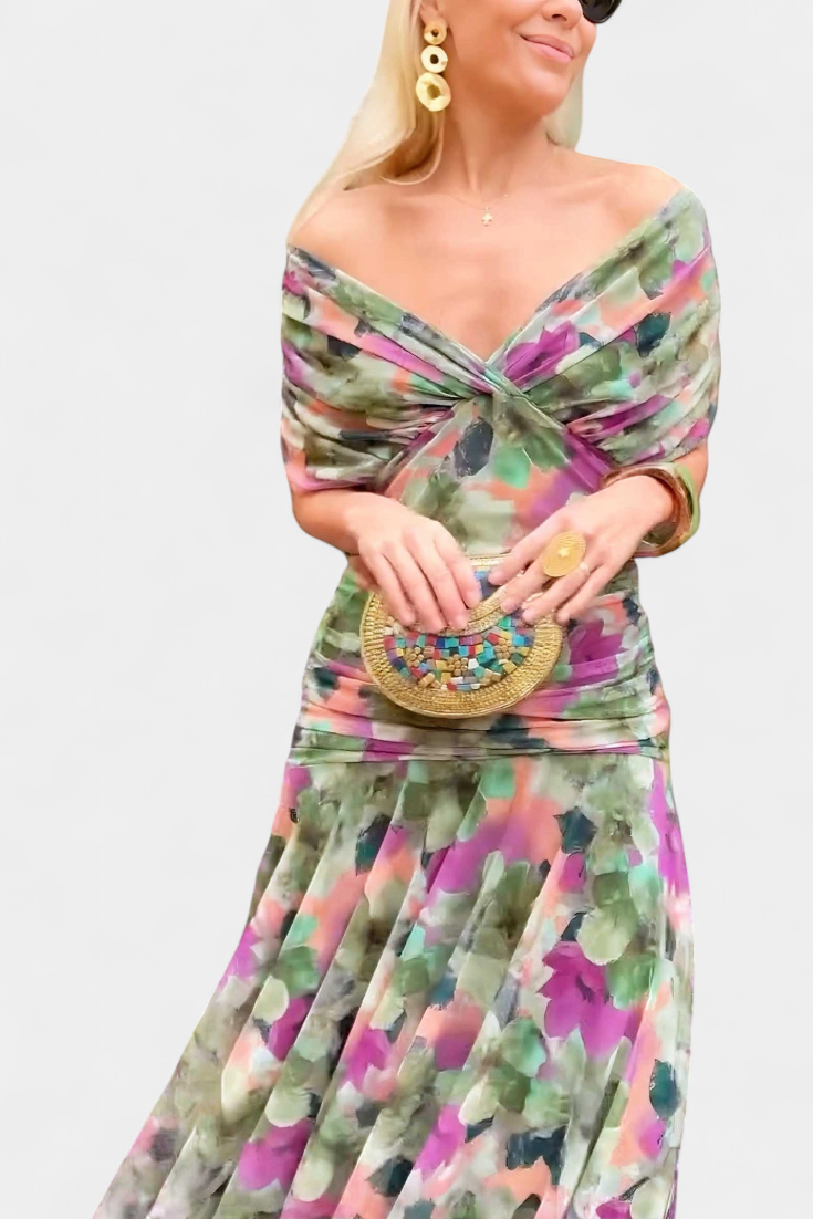 Alondra™ Long Floral Dress with V-Neck